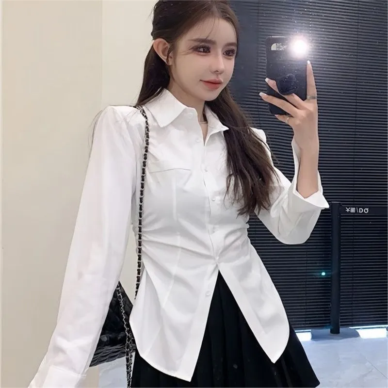 Elegant Blue Long Sleeve Shirt Women's Fashion College Style Autumn Design Slimming Waistband Charming Top Ladies' Clothing
Elegant Blue Long Sleeve Shirt Women's Fashion College Style Autumn Design Slimming Waistband Charming Top Ladies' Clothing