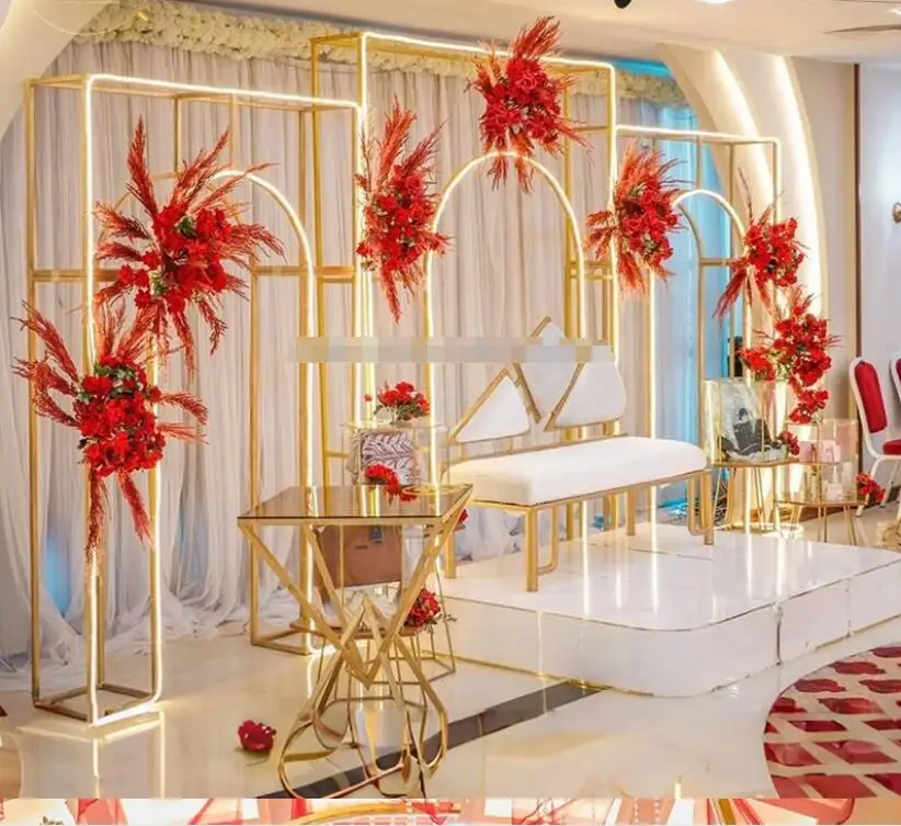 High quality stainless steel background frame, golden metal wedding stage arch frame
High quality stainless steel background frame, golden metal wedding stage arch frame