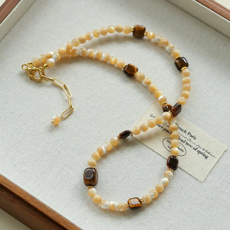 Fall and Winter Brown Tiger Eye Stone Necklace Milk Coffee Stone Beads Sweater Chain Temperament Natural Stone Stacked Necklace
Fall and Winter Brown Tiger Eye Stone Necklace Milk Coffee Stone Beads Sweater Chain Temperament Natural Stone Stacked Necklace