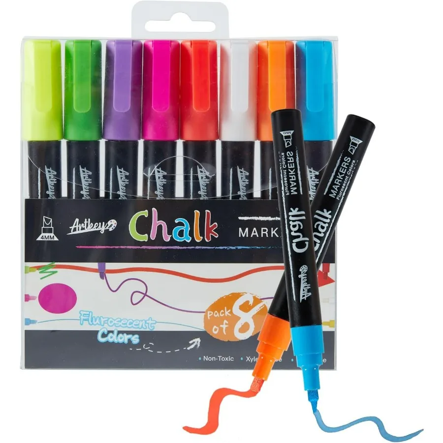 Neon Chalk Markers Set 8 Pack with Reversible Tips Chisel Bullet for Glass Windows NonPorous Surfaces Vibrant Fluorescent Color
Neon Chalk Markers Set 8 Pack with Reversible Tips Chisel Bullet for Glass Windows NonPorous Surfaces Vibrant Fluorescent Color