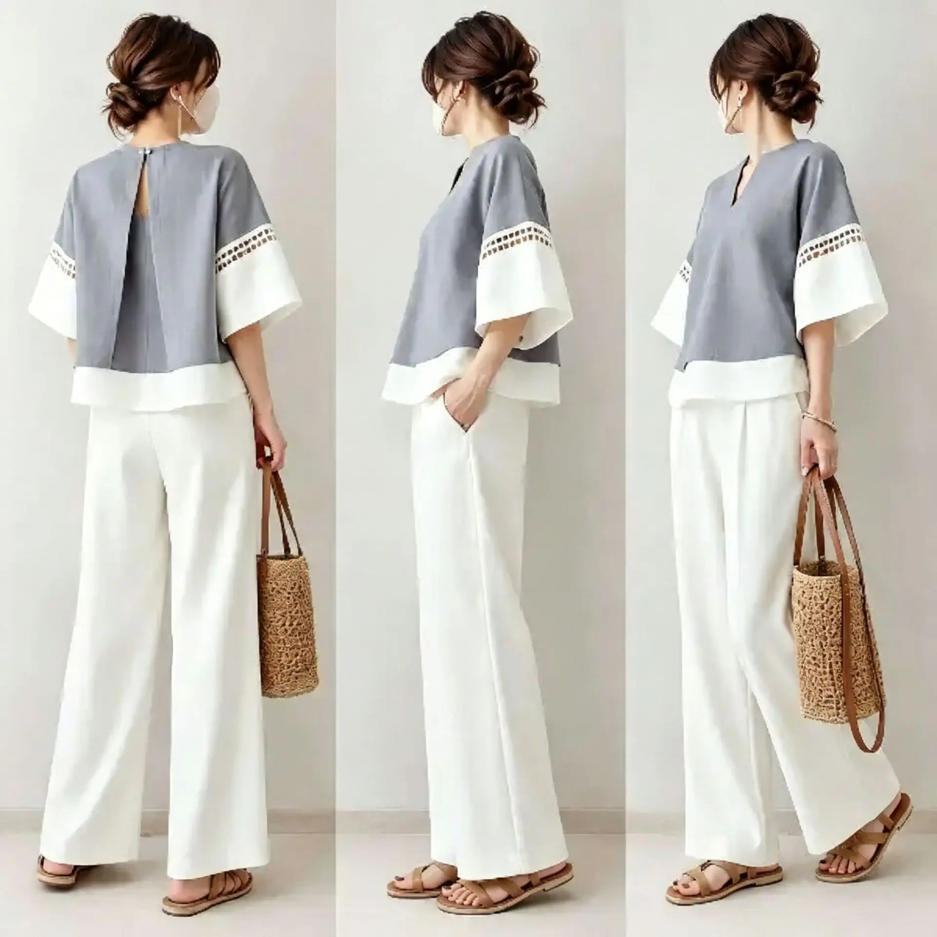 2026 New Two-piece Set: V-neck Color-block Hollow Out 5/4 Sleeve Top And Wide-leg Trousers Birthday Dress Midi Robe Vestidos
2026 New Two-piece Set: V-neck Color-block Hollow Out 5/4 Sleeve Top And Wide-leg Trousers Birthday Dress Midi Robe Vestidos
