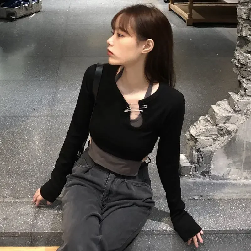 Crop Tops 2pcs Sets Women Spring Hotsweet Female Sexy Long Sleeve T-shirts Classic Halter Tanks All-match Korean Style Fashion
Crop Tops 2pcs Sets Women Spring Hotsweet Female Sexy Long Sleeve T-shirts Classic Halter Tanks All-match Korean Style Fashion