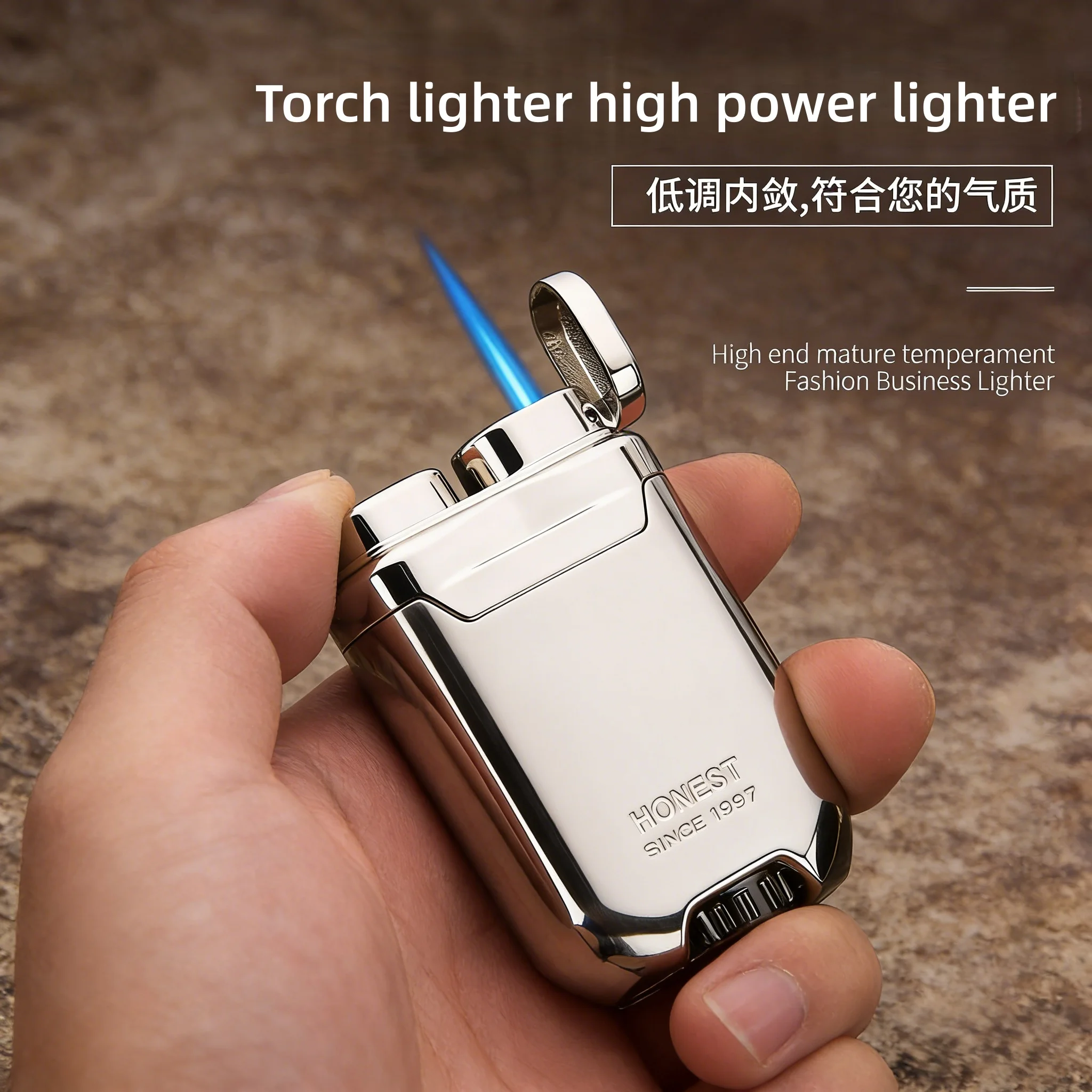 HONEST New Creative Blue Flame Torch Lighter Metal Plating Turbine Windproof Butane Lighter High-end Gift Men's Smoking Tools
HONEST New Creative Blue Flame Torch Lighter Metal Plating Turbine Windproof Butane Lighter High-end Gift Men's Smoking Tools