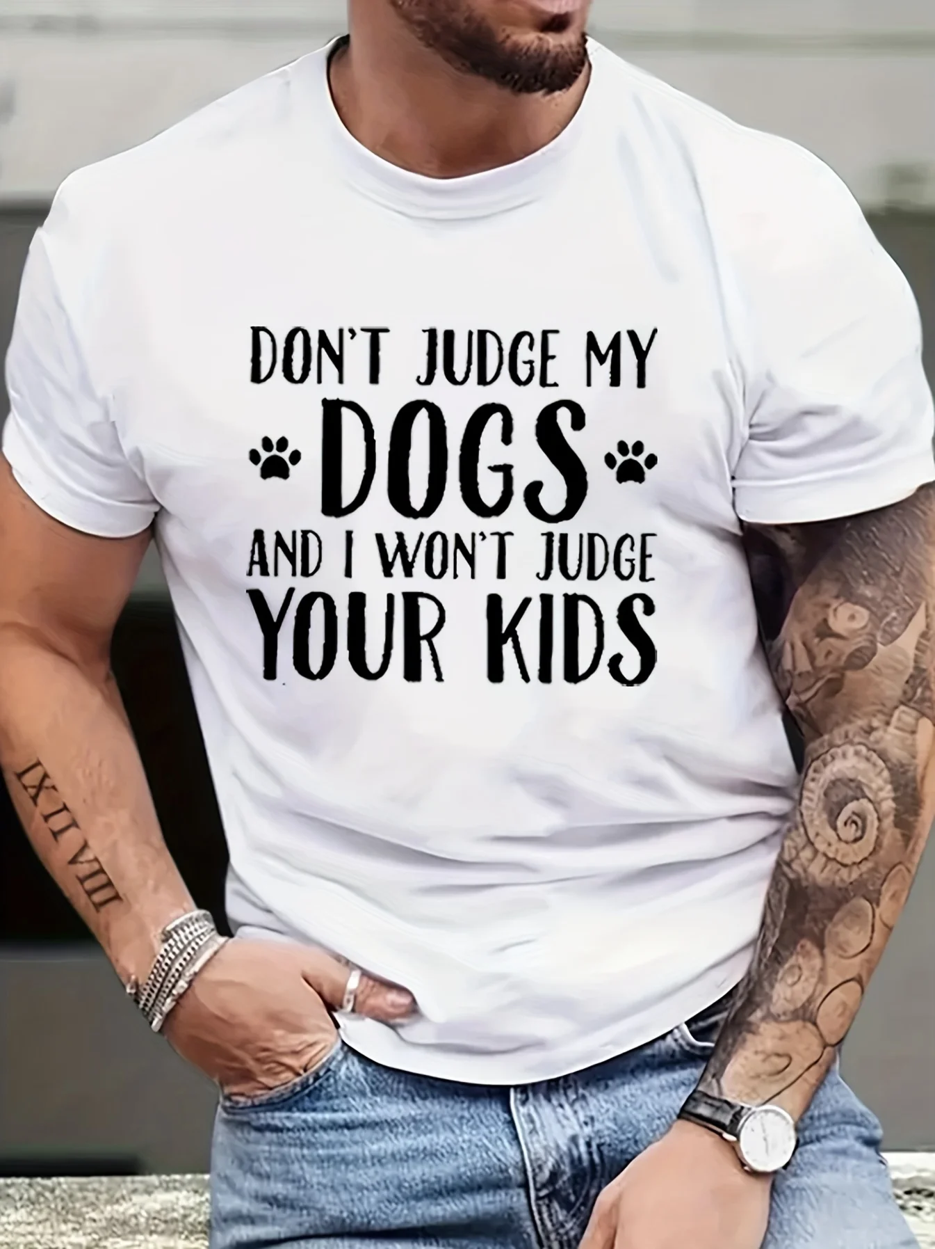 Dont Judge My Dogs And I Wont Judge Your Kid Print Tees For Men Casual Quick Drying Breathable T-Shirt Short Sleeve T-shirt
Dont Judge My Dogs And I Wont Judge Your Kid Print Tees For Men Casual Quick Drying Breathable T-Shirt Short Sleeve T-shirt