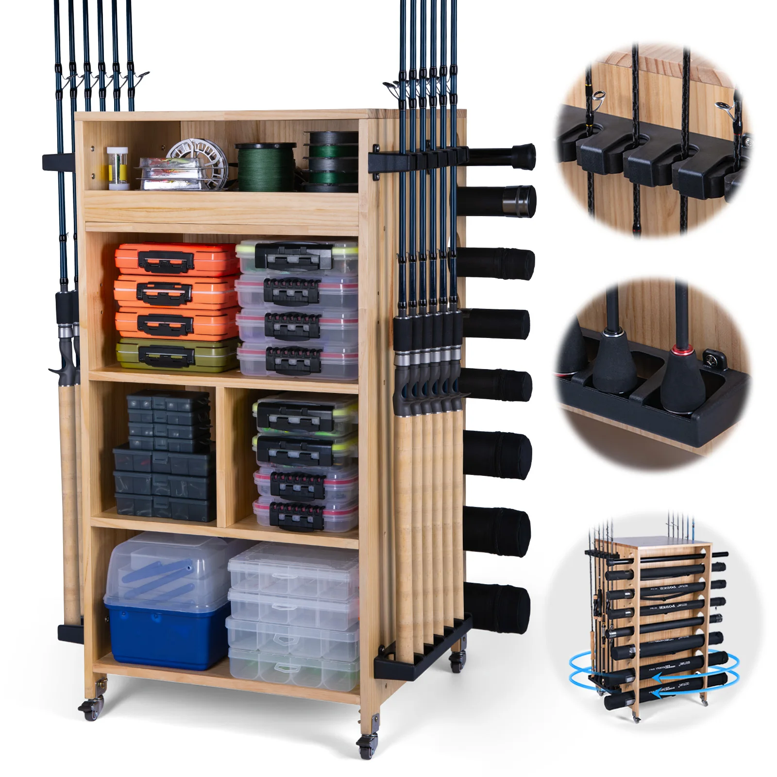 Large Capacity Wooden Fishing Gear Storage Cabinet Removable Fishing Gear Display Cabinet Fishing Rod Rack
Large Capacity Wooden Fishing Gear Storage Cabinet Removable Fishing Gear Display Cabinet Fishing Rod Rack
