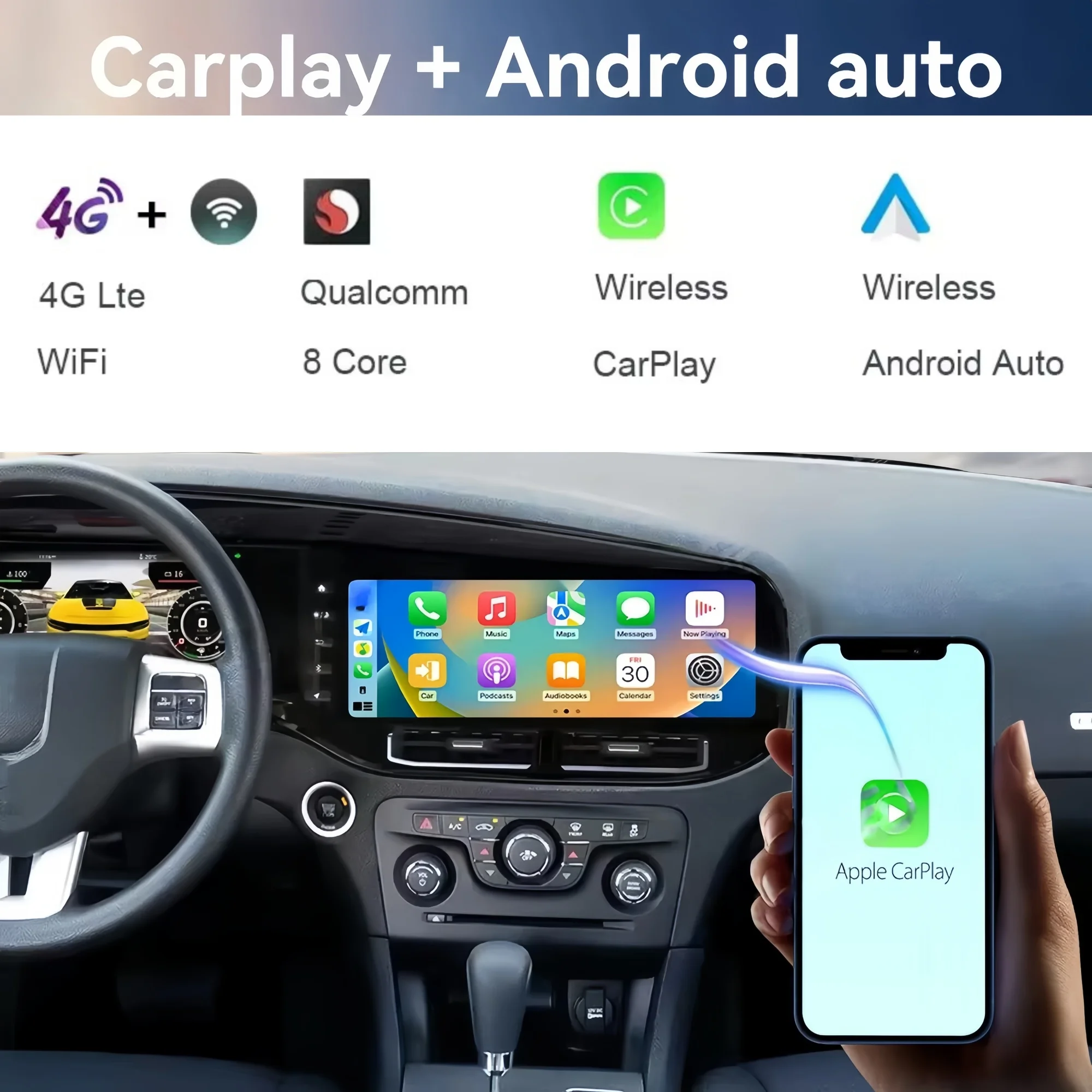12.3" CarPlay For Dodge Charger/SRT Hellcat 2012-2021 Car Touch Screen Android 14 Stereo Radio Wireless GPS Navigation Device
12.3" CarPlay For Dodge Charger/SRT Hellcat 2012-2021 Car Touch Screen Android 14 Stereo Radio Wireless GPS Navigation Device