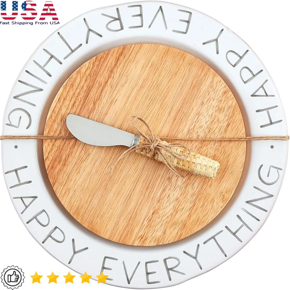 Happy Cheese Plate Board Set 10.5 Inch Glazed Terracotta Cutting Board Stainless Steel Rattan Spreader Entertaining Home Use
Happy Cheese Plate Board Set 10.5 Inch Glazed Terracotta Cutting Board Stainless Steel Rattan Spreader Entertaining Home Use