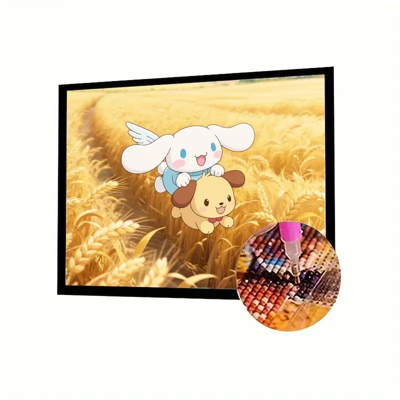 1 шт. Kawaii Sanrio Cinnamoroll & Puppy in Golden Wheat Field 5D Full Drill DIY Набор для алмазной живописи, милый мультяшный эмб со стразами 
1 шт. Kawaii Sanrio Cinnamoroll & Puppy in Golden Wheat Field 5D Full Drill DIY Набор для алмазной живописи, милый мультяшный эмб со стразами