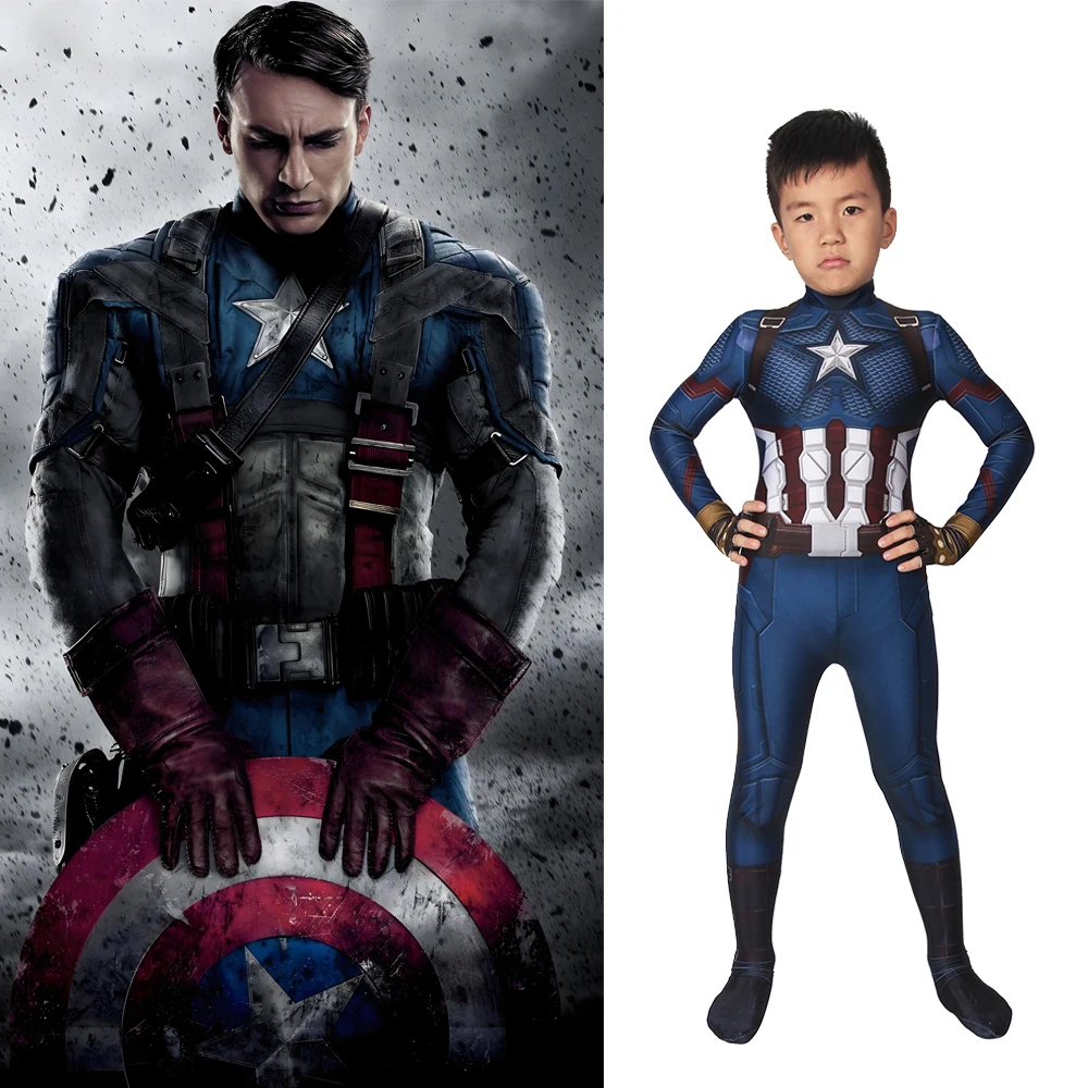 Kids Avengers Endgame Cosplay Captain America Steve Rogers Boys Costume Spandex Costume Halloween Bodysuit for 3-10yrs Children
Kids Avengers Endgame Cosplay Captain America Steve Rogers Boys Costume Spandex Costume Halloween Bodysuit for 3-10yrs Children