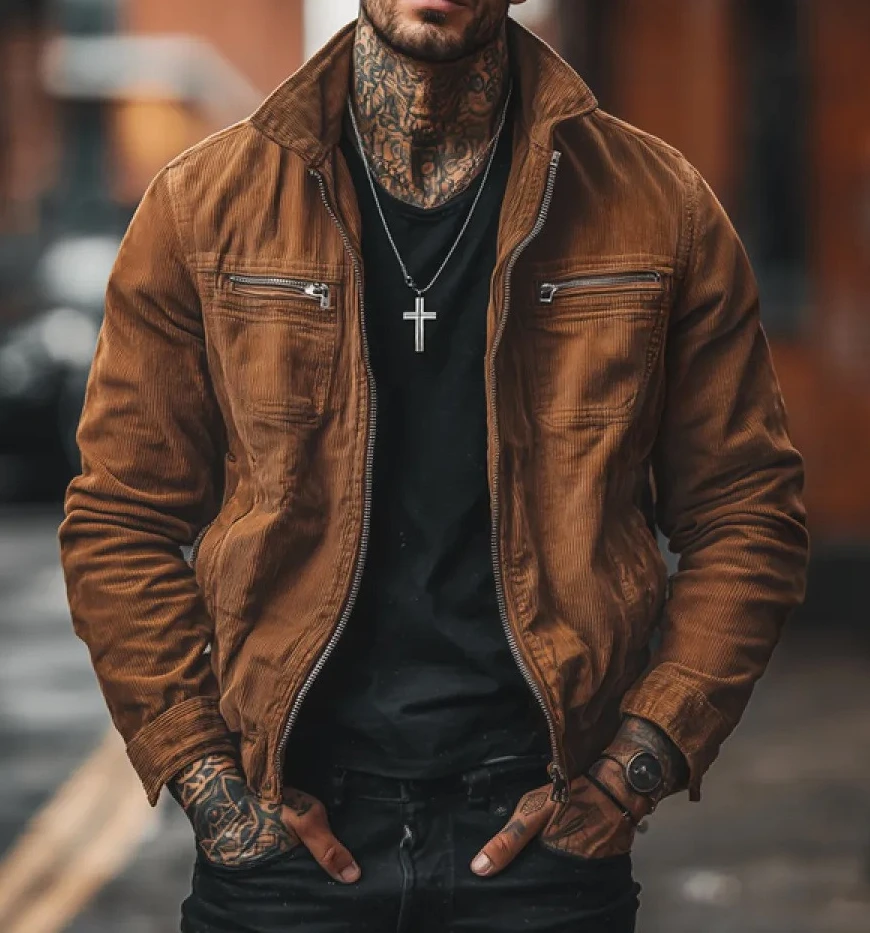 Retro Style 2026 Autumn and Winter New Men's Pocket Corduroy Long Sleeve Striped Lapel Jacket Jacket
Retro Style 2026 Autumn and Winter New Men's Pocket Corduroy Long Sleeve Striped Lapel Jacket Jacket