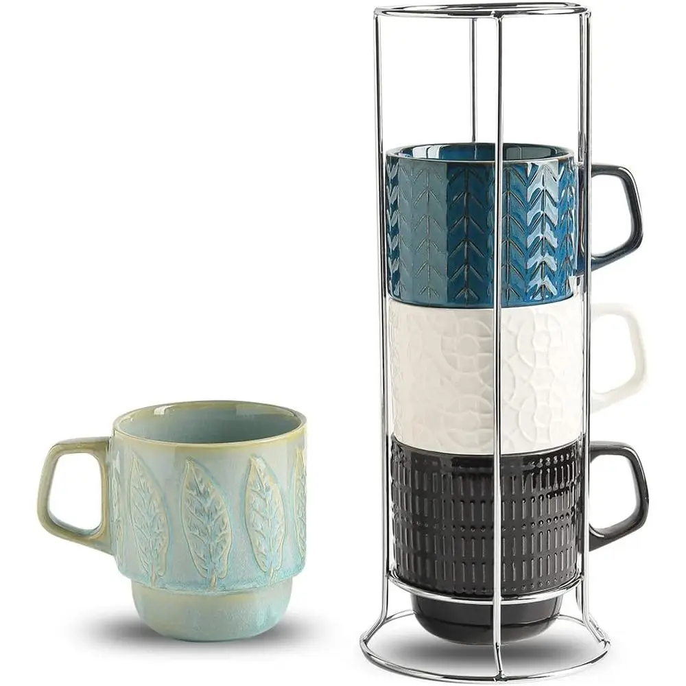 Набор из 4 штабелируемых кружек по 16 унций с подставкой, для кофе, чая, кафе, для мужчин и женщин
Набор из 4 штабелируемых кружек по 16 унций с подставкой, для кофе, чая, кафе, для мужчин и женщин