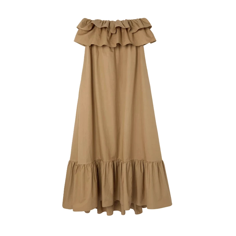 Elegant Retro Strapless Khaki Maxi Dress Fashionable Sexy Ruffle Tiered Gown for Women Graduation Party Concert Opera
Elegant Retro Strapless Khaki Maxi Dress Fashionable Sexy Ruffle Tiered Gown for Women Graduation Party Concert Opera