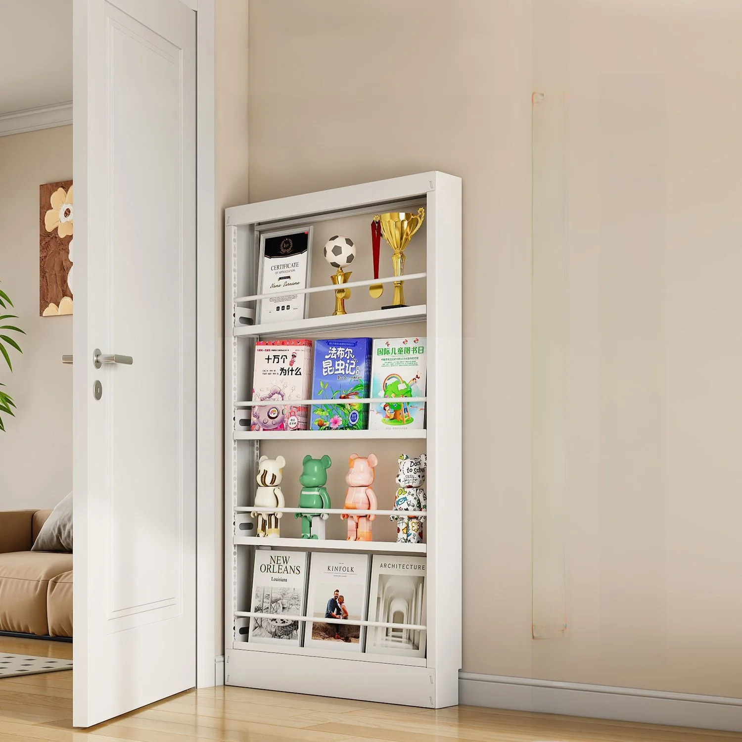 160cm High Four-Layer 10M Thick Wide Door Back Storage Rack Bookshelf Steel Ultra-Thin Kitchen Bathroom Storage Shelf Organizer
160cm High Four-Layer 10M Thick Wide Door Back Storage Rack Bookshelf Steel Ultra-Thin Kitchen Bathroom Storage Shelf Organizer