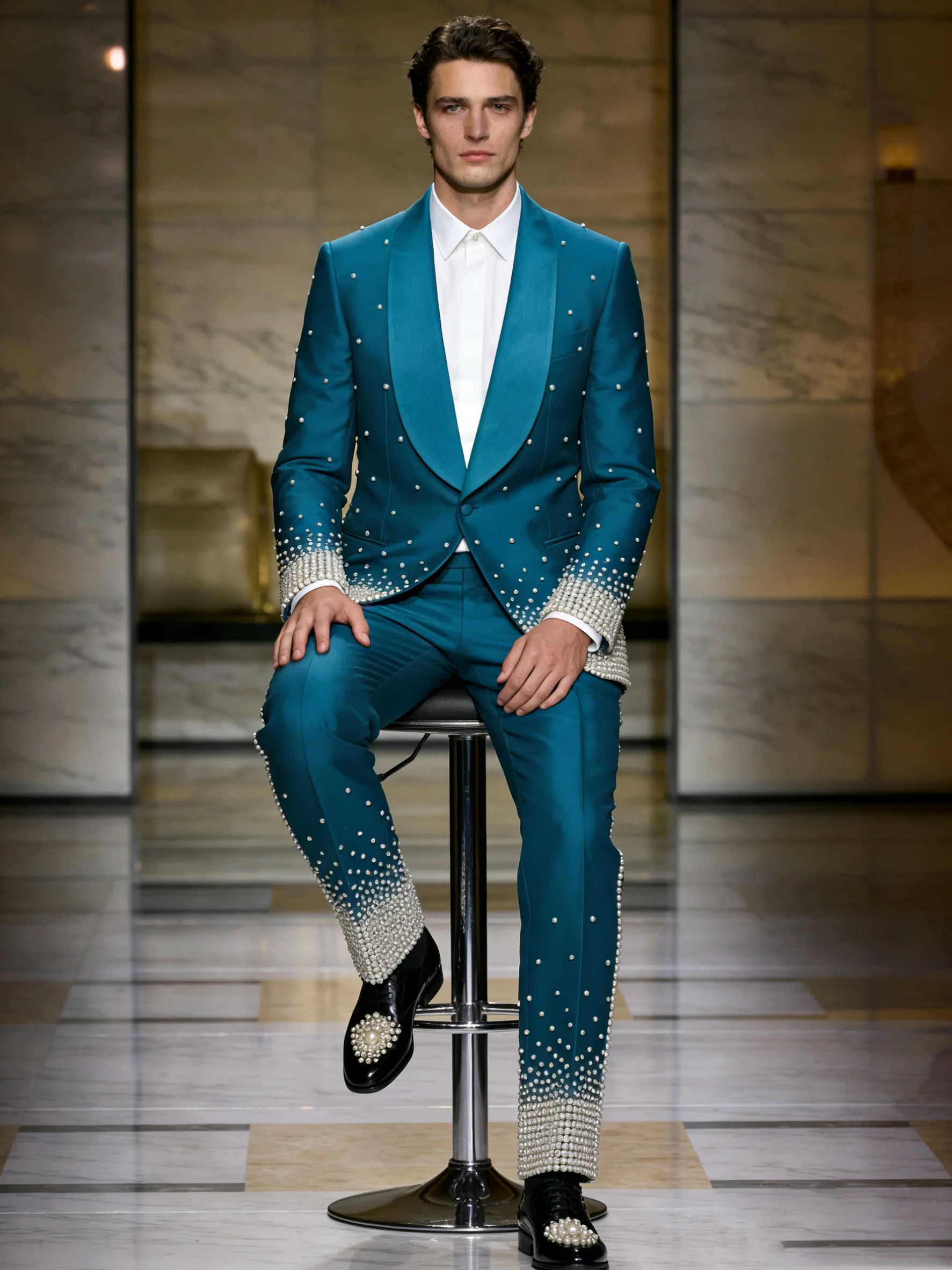 Crystals Stone Men Suit Set 2 Piece Blazer+Pants Blue Cotton Prom Wedding Tuxedos Coat Customized Formal Office Fashion Jacket
Crystals Stone Men Suit Set 2 Piece Blazer+Pants Blue Cotton Prom Wedding Tuxedos Coat Customized Formal Office Fashion Jacket