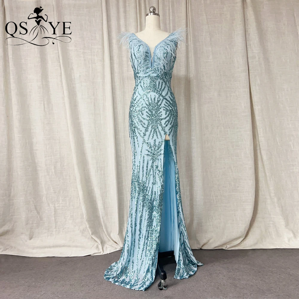 Sequined Blue Prom Dresses Long Mermaid Beaded V neck Lace Evening Gown Sexy Split Sleeveless Glitter Women Girl Party Gown New
Sequined Blue Prom Dresses Long Mermaid Beaded V neck Lace Evening Gown Sexy Split Sleeveless Glitter Women Girl Party Gown New