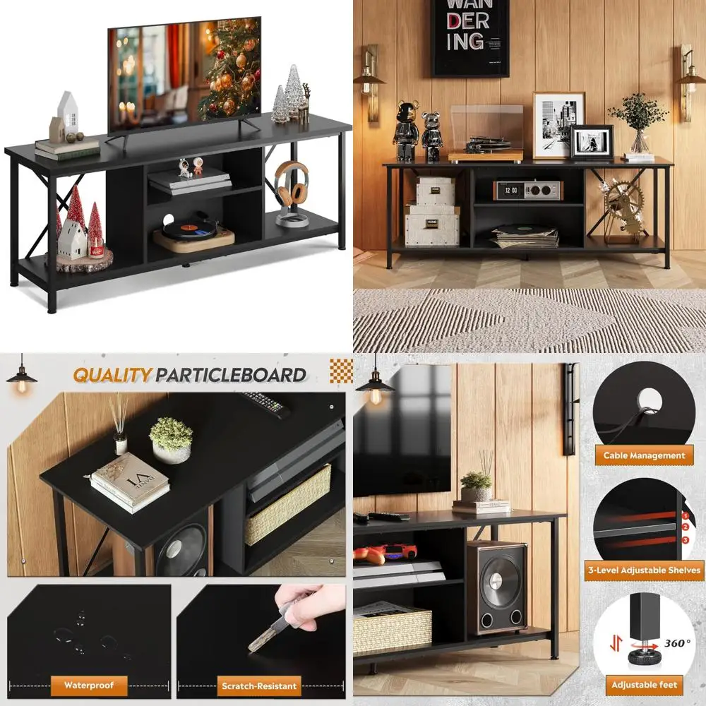 Industrial Style Entertainment Center for 65 Inch TVs, Open Shelf Storage, Living Room & Bedroom TV Stand
Industrial Style Entertainment Center for 65 Inch TVs, Open Shelf Storage, Living Room & Bedroom TV Stand