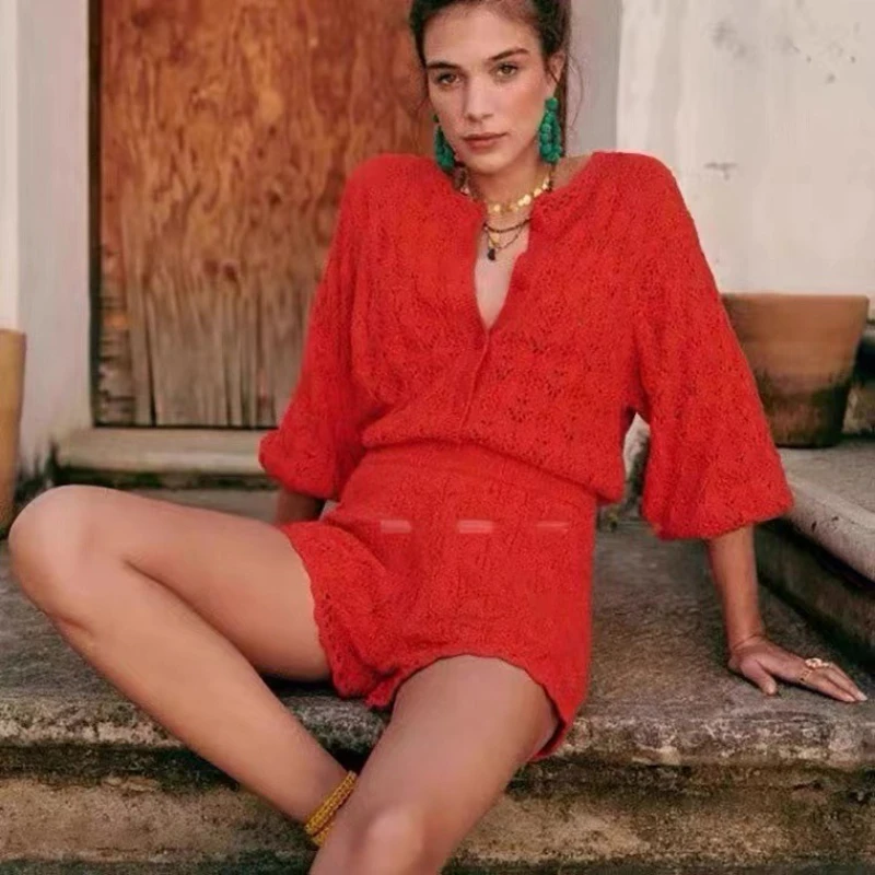 2025 Sezanes Fashion Vintage French Blouse Women New Palace Style Handmade Crochet Hollow Bubble Sleeve Cardigan Top Women
2025 Sezanes Fashion Vintage French Blouse Women New Palace Style Handmade Crochet Hollow Bubble Sleeve Cardigan Top Women