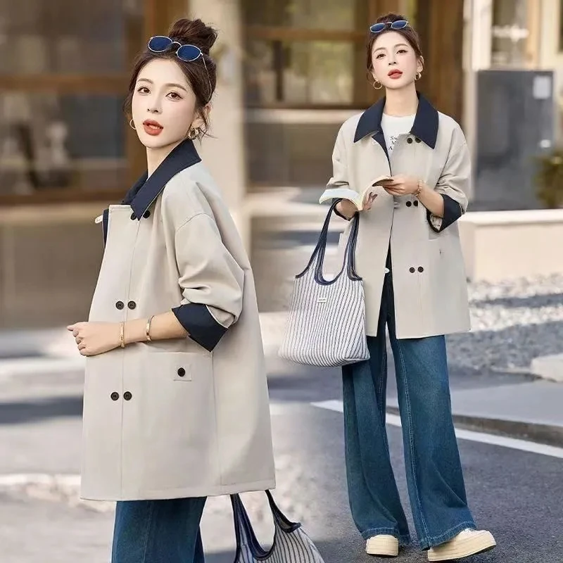 Women Mid-Long Windbreaker Jacket Korean Loose Patchwork Casual Lined Trench Coat Ladies Spring Autumn Fashion Outwear
Women Mid-Long Windbreaker Jacket Korean Loose Patchwork Casual Lined Trench Coat Ladies Spring Autumn Fashion Outwear