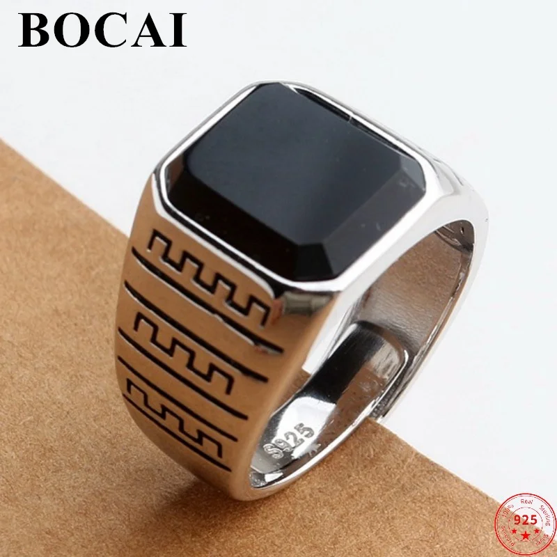 BOCAI S925 Sterling Silver Rings New Fashion Great Wall Totem Black Agate Pure Argentum Hand Ornaments Jewelry for Men
BOCAI S925 Sterling Silver Rings New Fashion Great Wall Totem Black Agate Pure Argentum Hand Ornaments Jewelry for Men