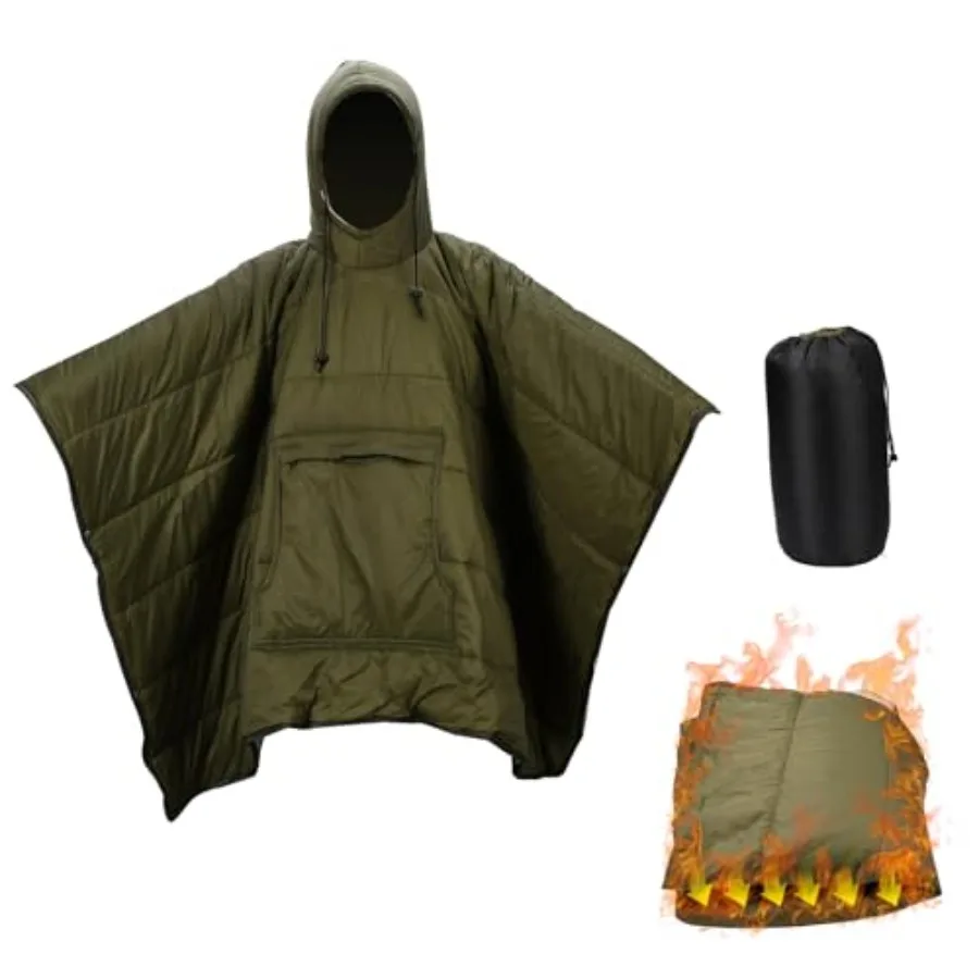 Outdoor Camping Blanket, 79'' x 54'' Winter Poncho Coat Warmth Small Quilt Blanket Water-resisitant Sleeping Bag Cloak Cape wit
Outdoor Camping Blanket, 79'' x 54'' Winter Poncho Coat Warmth Small Quilt Blanket Water-resisitant Sleeping Bag Cloak Cape wit