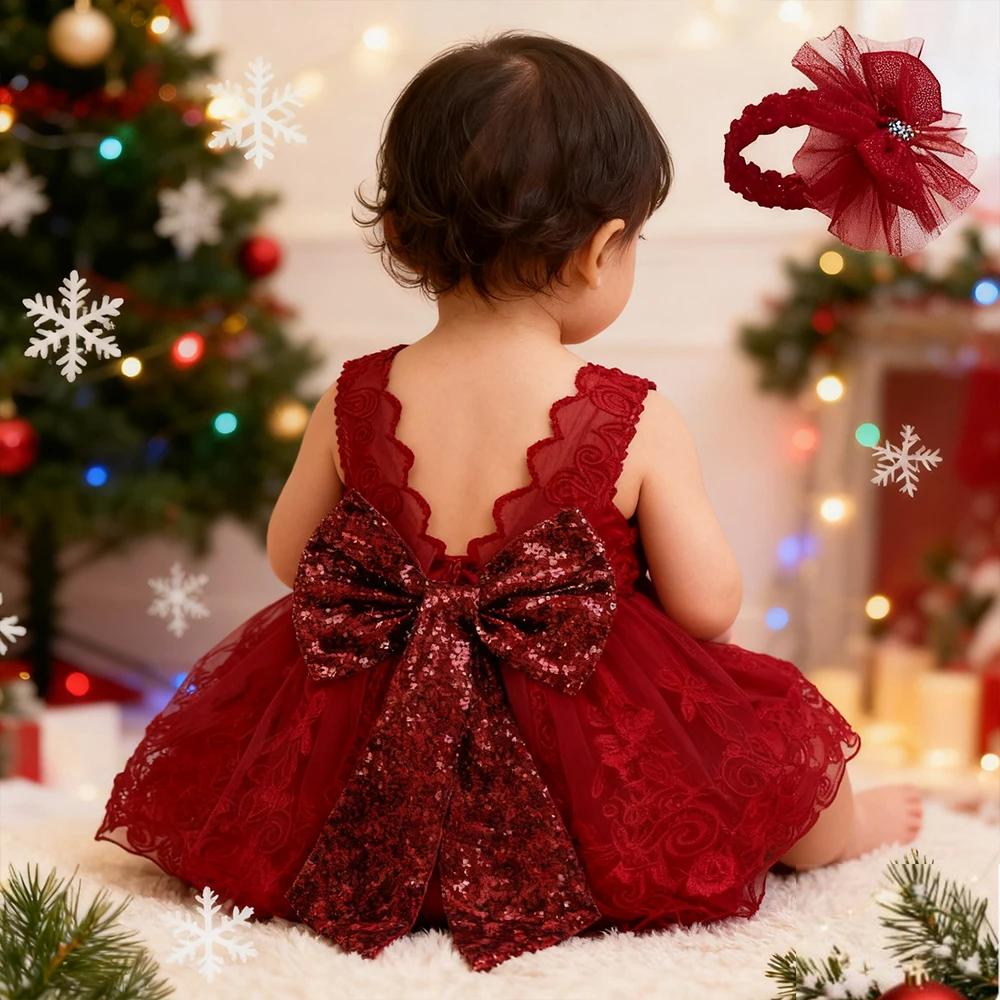 Baby Girl Clothes Christmas Party Dresses For Girls Backless Lace Princess Dress Big Bowknot Xmas Red Dress 1st Birthday Dress
Baby Girl Clothes Christmas Party Dresses For Girls Backless Lace Princess Dress Big Bowknot Xmas Red Dress 1st Birthday Dress