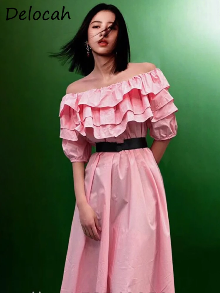 Delocah High Quality Summer Women Fashion Designer Pink Dress Short Lantern Sleeve Lace Up High Waist Big Swing Midi Dresses
Delocah High Quality Summer Women Fashion Designer Pink Dress Short Lantern Sleeve Lace Up High Waist Big Swing Midi Dresses
