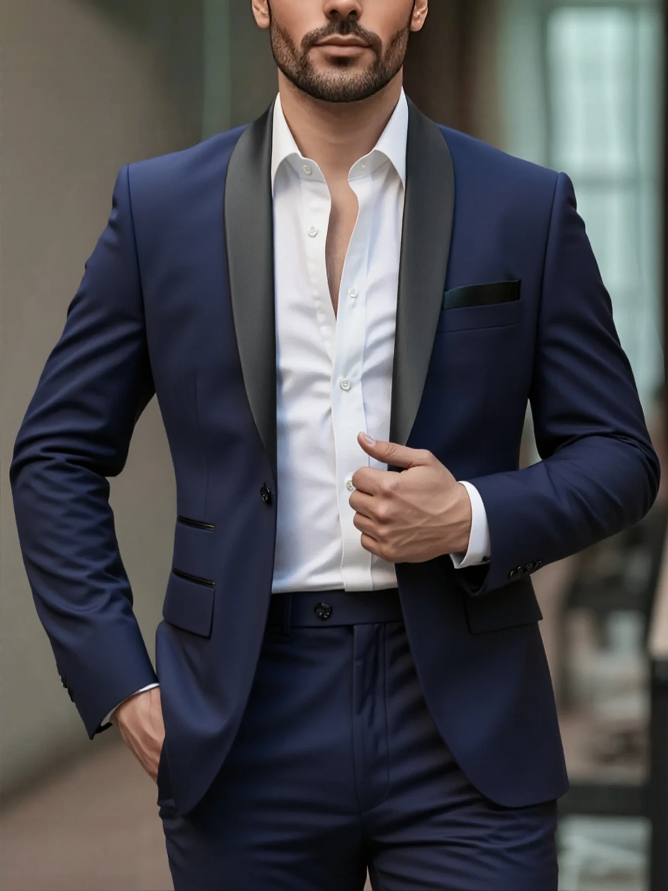 2-Piece Men's Shawl Collar Business Suit, Premium Formal Wear, Tailored Set for Work, Interview & Wedding
2-Piece Men's Shawl Collar Business Suit, Premium Formal Wear, Tailored Set for Work, Interview & Wedding