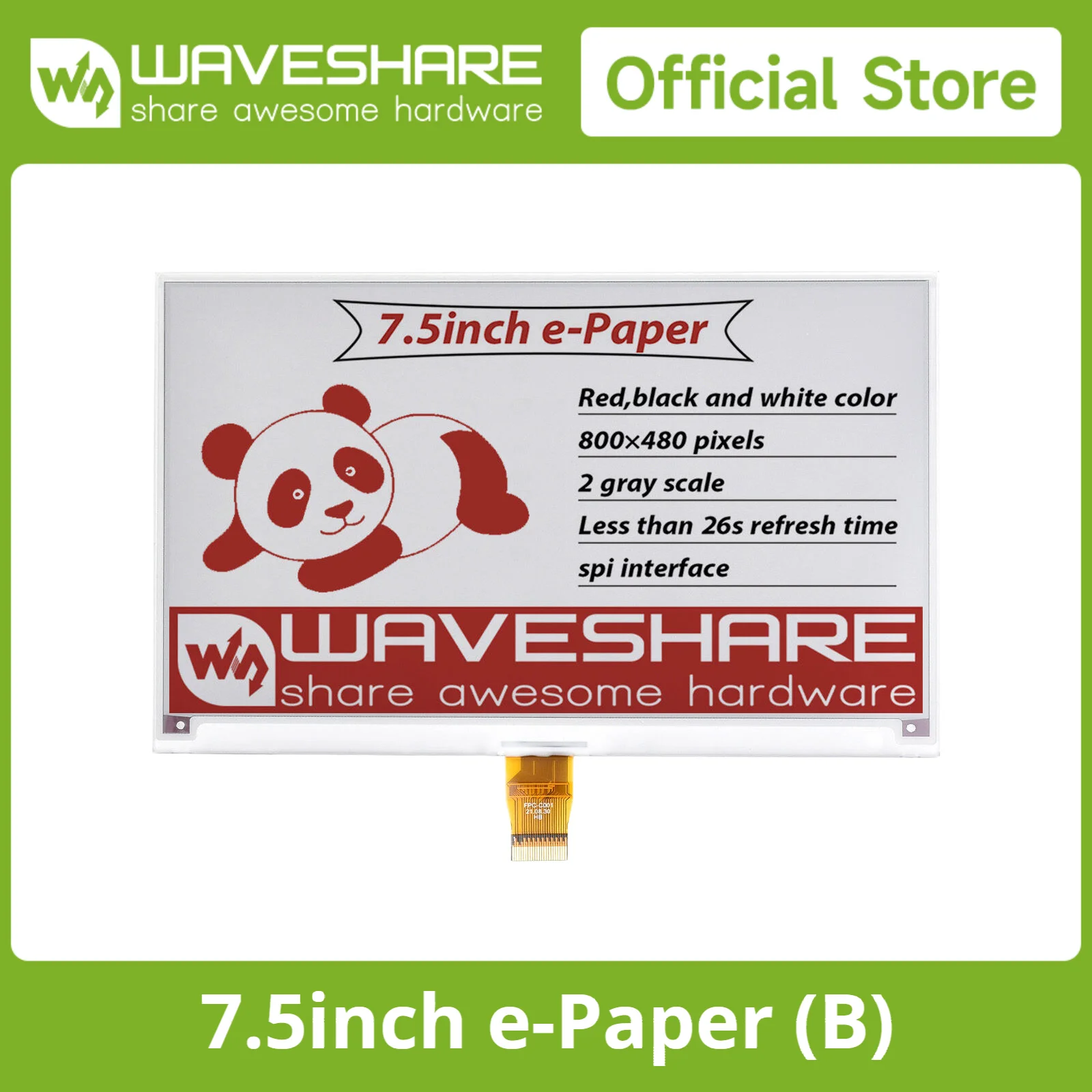 Waveshare 7,5-дюймовая электронная бумага (B) E-ink сырой дисплей Красный Черный Белый Трехцветный, SPI, электронная бумага для Raspberry Pi 4B/3B/3B+/Zero/Zero W
Waveshare 7,5-дюймовая электронная бумага (B) E-ink сырой дисплей Красный Черный Белый Трехцветный, SPI, электронная бумага для Raspberry Pi 4B/3B/3B+/Zero/Zero W