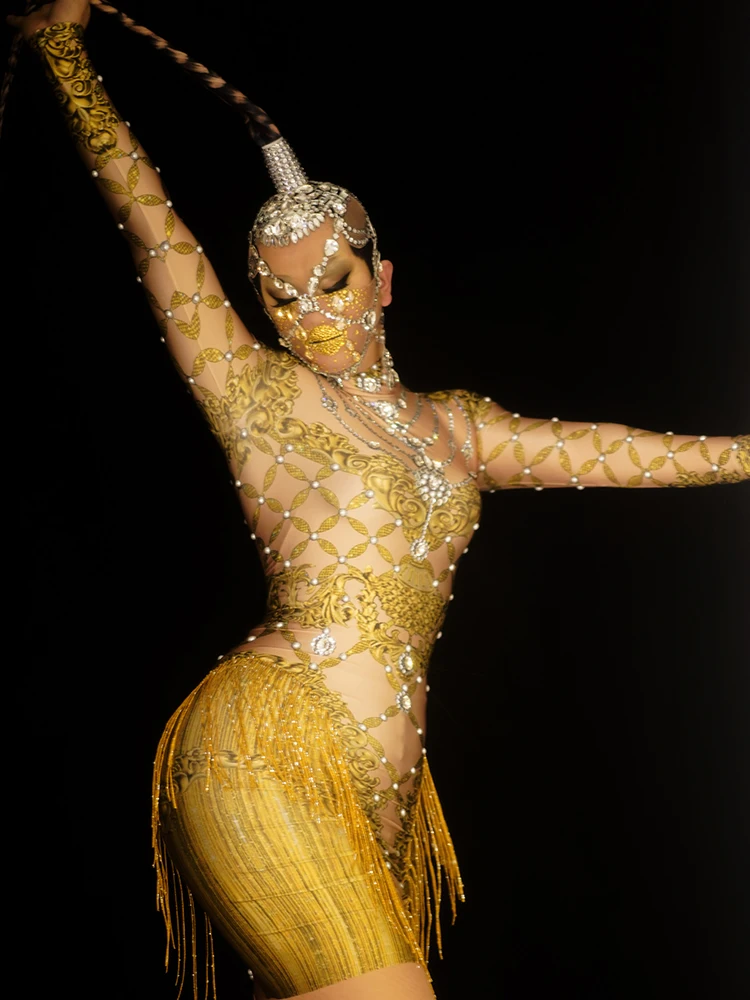 Sexy Gold Tassels Rhinestones Long Sleeve Dress Drag Queen Costumes Singer Party Birthday Club Stage Evening Celebrate Wear
Sexy Gold Tassels Rhinestones Long Sleeve Dress Drag Queen Costumes Singer Party Birthday Club Stage Evening Celebrate Wear