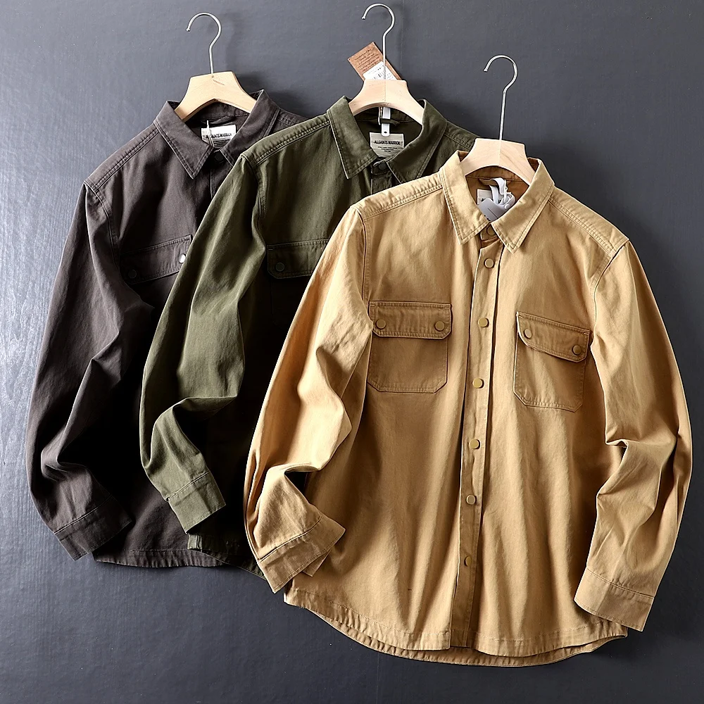 Casual Single 00 Cotton Gauze Workwear Jaet Long Sve Men's irt Outerwear Breathable Four Seasons Japanese Retro Sle
Casual Single 00 Cotton Gauze Workwear Jaet Long Sve Men's irt Outerwear Breathable Four Seasons Japanese Retro Sle