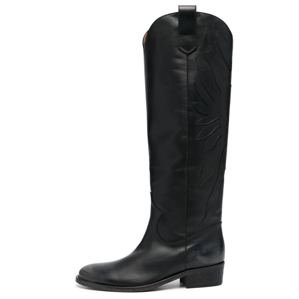 2025 Winter Fashion Women Boots Embroidery Black Slip On Round Toe Square Heel Over The Knee Flat Boots Casual Knight Boots
2025 Winter Fashion Women Boots Embroidery Black Slip On Round Toe Square Heel Over The Knee Flat Boots Casual Knight Boots