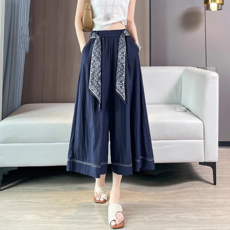 Women's Dark Blue Ice Silk Denim Culottes 2026 Summer High Waist Flowy Wide Leg Skirt Pants Slimming Ankle Length
Women's Dark Blue Ice Silk Denim Culottes 2026 Summer High Waist Flowy Wide Leg Skirt Pants Slimming Ankle Length