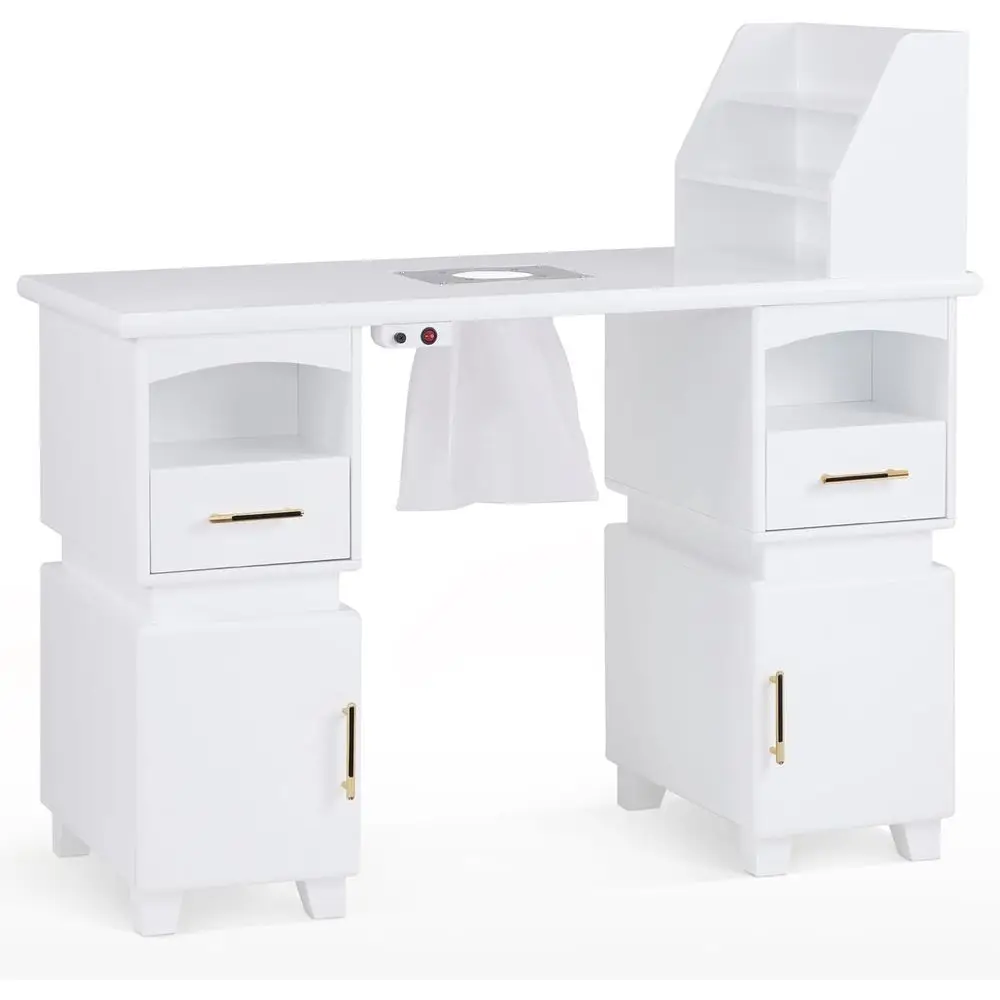 Electric Dust Collector Manicure Table with Storage Cabinets and Shelves - White
Electric Dust Collector Manicure Table with Storage Cabinets and Shelves - White