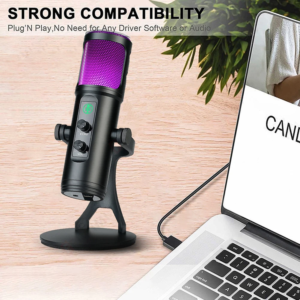 USB Microphone Cardioid Mic Noise Reduction Professional Live Desktop Mic with RGB One-Button Mute for Gaming Record Streaming
USB Microphone Cardioid Mic Noise Reduction Professional Live Desktop Mic with RGB One-Button Mute for Gaming Record Streaming
