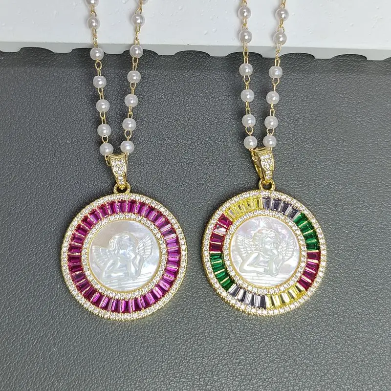 Natural Shell Guardians Angel Pendant Necklaces For Women Carved Figurine Statue Coin Charms Jewelry Gift Imitation pearl chain
Natural Shell Guardians Angel Pendant Necklaces For Women Carved Figurine Statue Coin Charms Jewelry Gift Imitation pearl chain