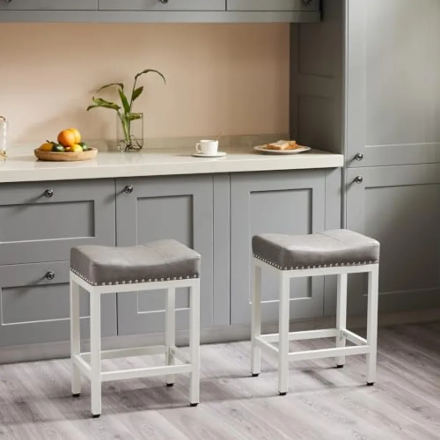 Saddle Bar Stools Counter Height Stools with Curved PU Leather Surface 3.7" Thick Upholstery Bar Height Stools with Footrest fo
Saddle Bar Stools Counter Height Stools with Curved PU Leather Surface 3.7" Thick Upholstery Bar Height Stools with Footrest fo