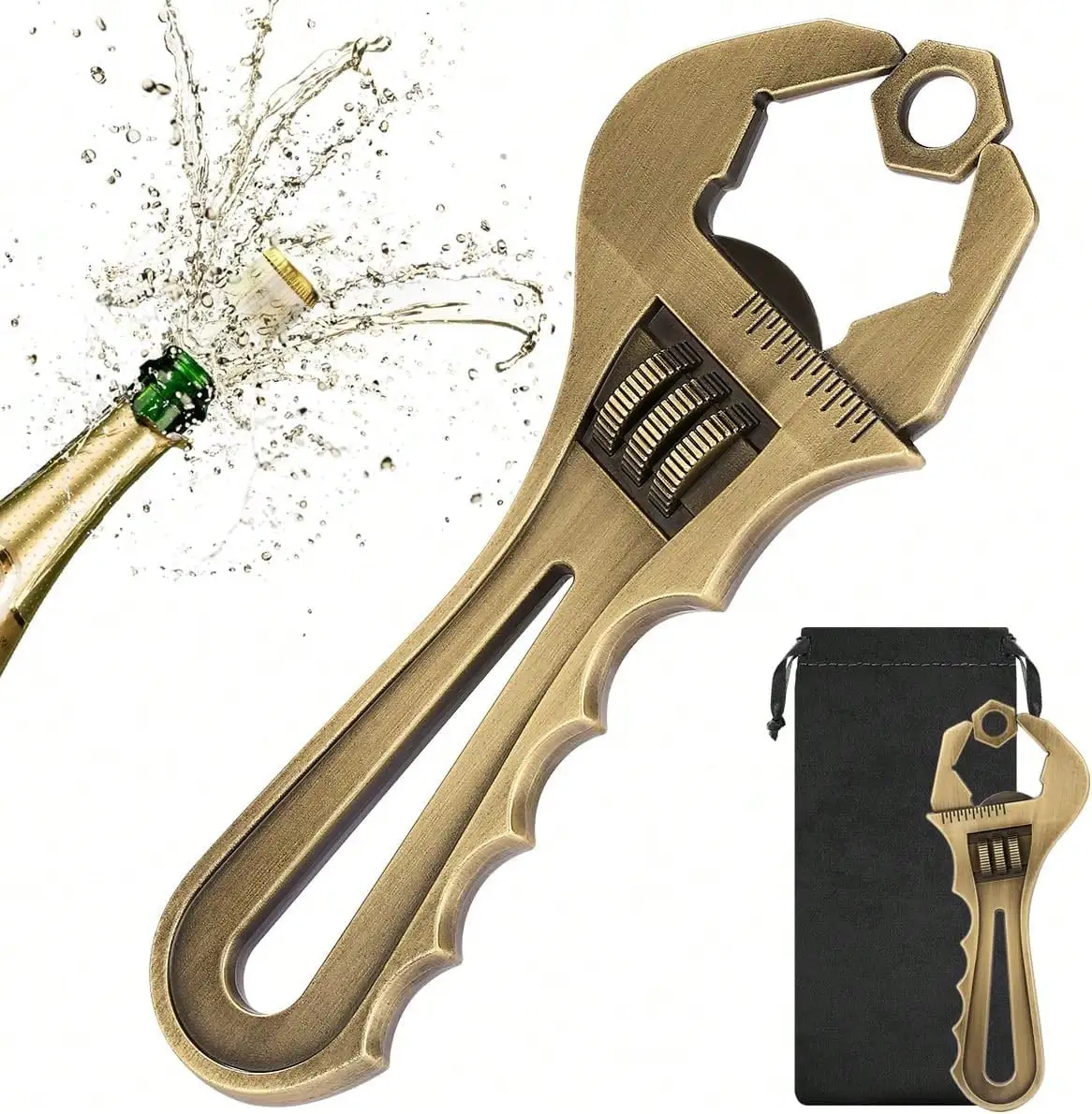 Unique Wrench-Shaped Bottle Opener - Portable Beer Opener With Gift Bag, Perfect For Men, Women, Dad Gifts, Christmas & Birthday Presents, Bar Essentials - Vintage Bronze Finish
Unique Wrench-Shaped Bottle Opener - Portable Beer Opener With Gift Bag, Perfect For Men, Women, Dad Gifts, Christmas & Birthday Presents, Bar Essentials - Vintage Bronze Finish