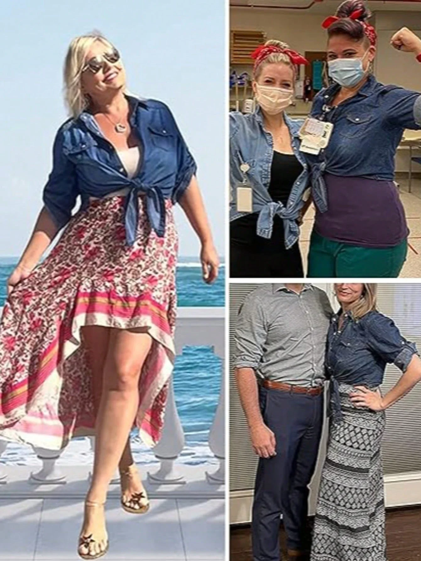 Women's Roll-Up Sleeve Tie-Front 3/4 Sleeve Denim Cropped Blouse Casual Spring
Women's Roll-Up Sleeve Tie-Front 3/4 Sleeve Denim Cropped Blouse Casual Spring