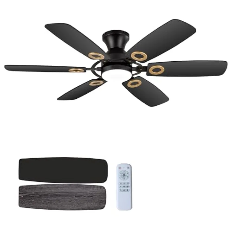 Ceiling Fans with Lights, Black Low Profile Flush Mount with Remote Control, 48 inch, 6-Speed Quiet Reversible DC MotorDimmable
Ceiling Fans with Lights, Black Low Profile Flush Mount with Remote Control, 48 inch, 6-Speed Quiet Reversible DC MotorDimmable