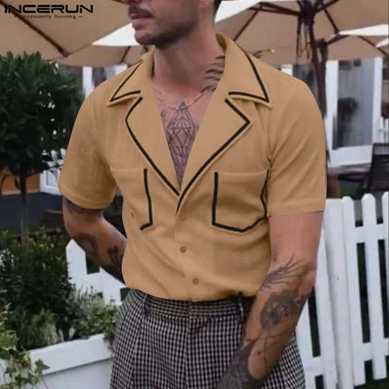 INCERUN Men Shirt Patchwork Lapel Short Sleeve Pockets Button Casual Men Clothing Streetwear Summer 2025 Fashion Camisas Tops
INCERUN Men Shirt Patchwork Lapel Short Sleeve Pockets Button Casual Men Clothing Streetwear Summer 2025 Fashion Camisas Tops
