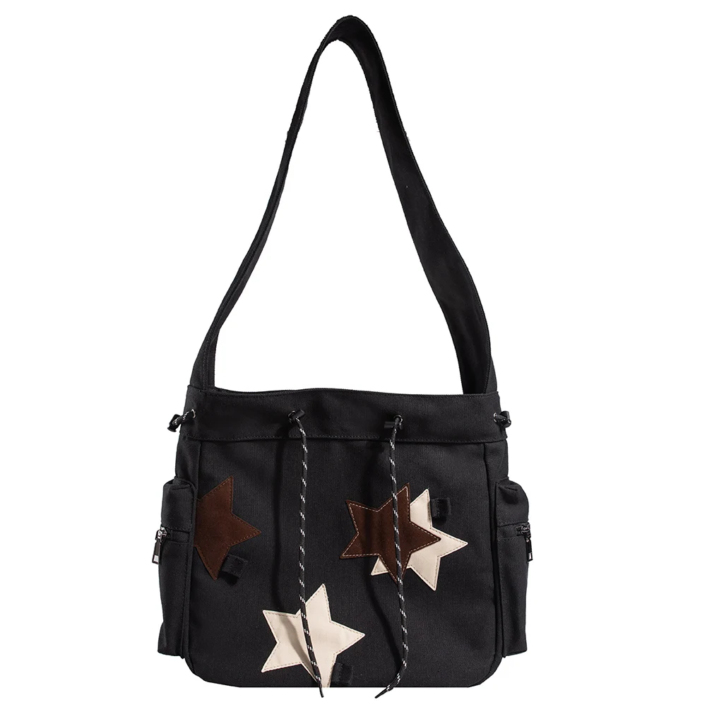 Women Versatile Hobo Bags Large Capacity Canvas Daily Shopping Bag Star Applique Y2K Street Style School Bag for Teens Students
Women Versatile Hobo Bags Large Capacity Canvas Daily Shopping Bag Star Applique Y2K Street Style School Bag for Teens Students