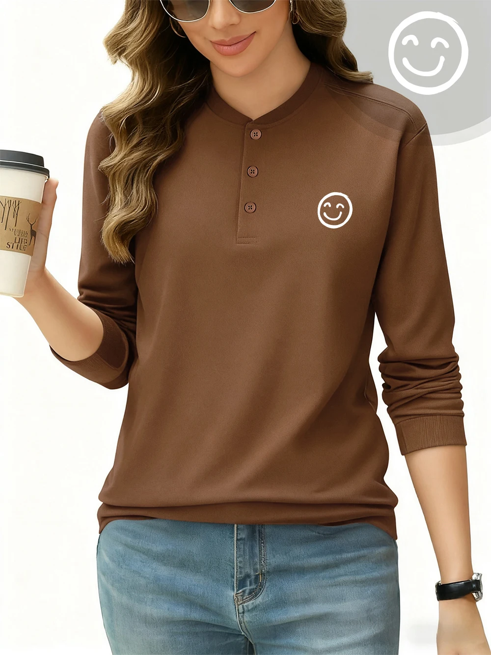 Simple Smiling Face Print Cotton Henley Shirt Women Winter Casual Tops Warm Long Sleeves T-Shirts Basic Breathable Woman Clothes
Simple Smiling Face Print Cotton Henley Shirt Women Winter Casual Tops Warm Long Sleeves T-Shirts Basic Breathable Woman Clothes