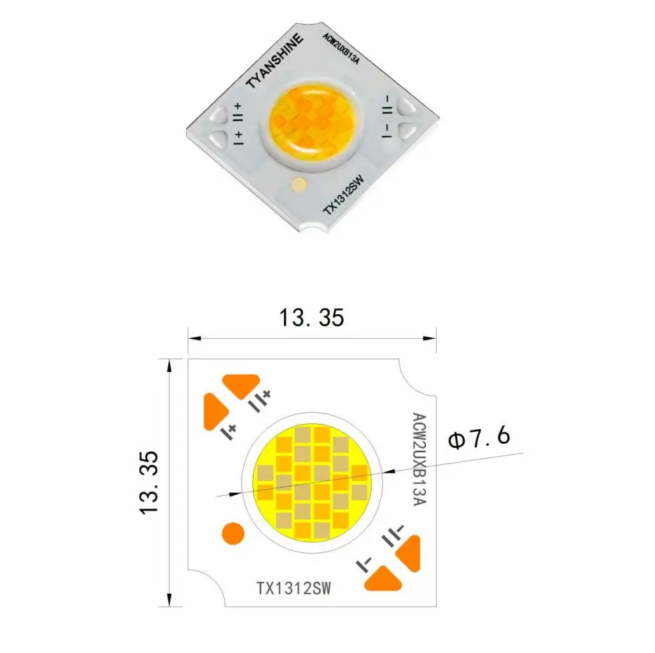 TX-1312SW 16W Tunable White CCOB LED Chip 2700-6000K High CRI Ra90+ For Downlight Spotlight TYANSHINE
TX-1312SW 16W Tunable White CCOB LED Chip 2700-6000K High CRI Ra90+ For Downlight Spotlight TYANSHINE