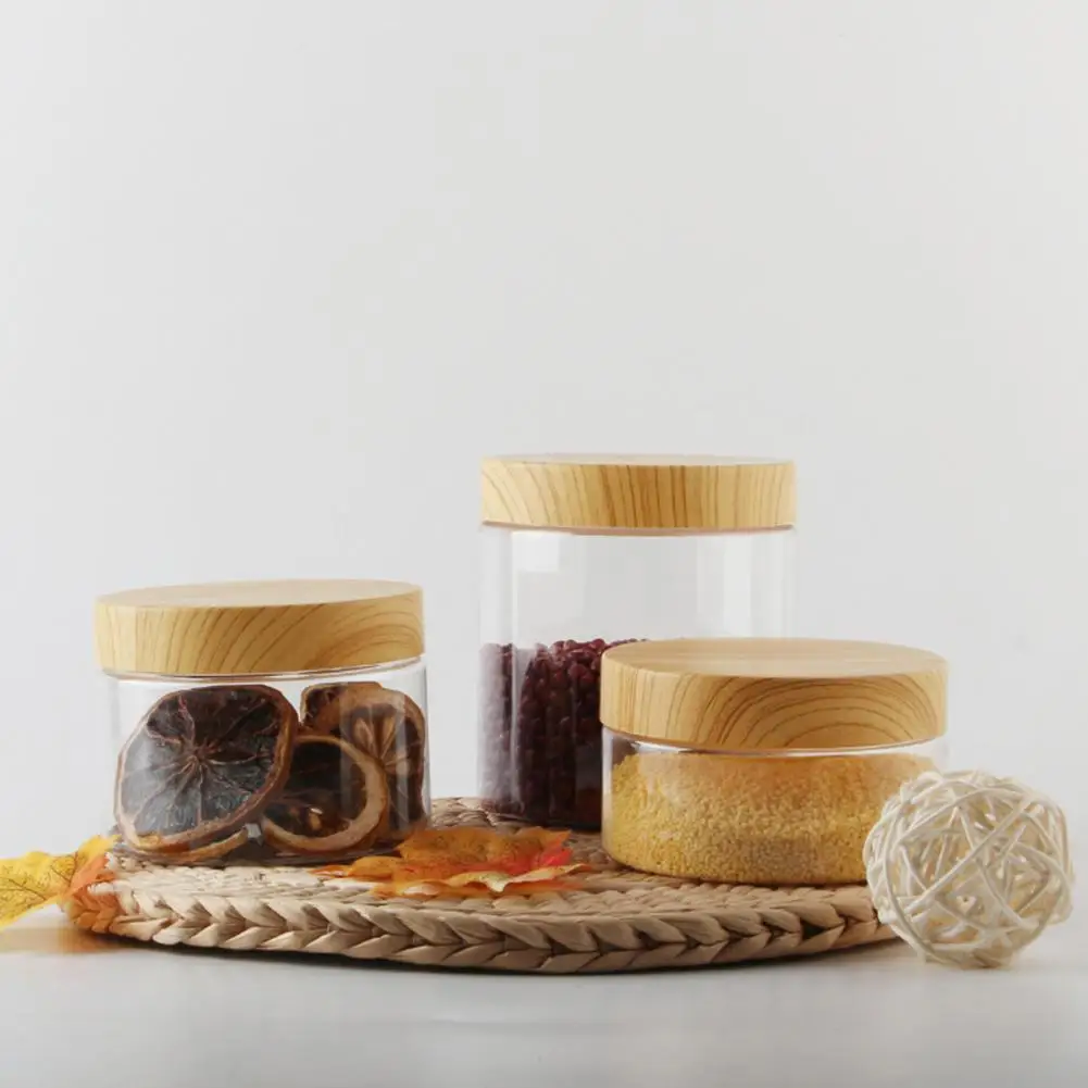 Imitation Wood Grain Sealed Jar Plastic Food Jar Dried Fruit PET Flower Tea Biscuit Box Food Packaging Bottles
Imitation Wood Grain Sealed Jar Plastic Food Jar Dried Fruit PET Flower Tea Biscuit Box Food Packaging Bottles