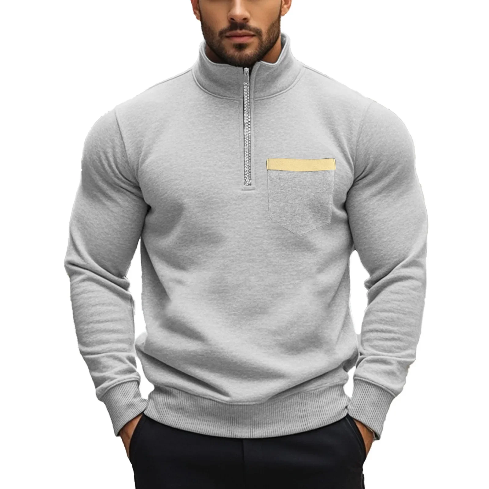 Casual Zipper Stand Collar Plus Velvet Solid Color Men's Jacket New Men's Sweatshirts for Autumn and Winter Fogn Trade
Casual Zipper Stand Collar Plus Velvet Solid Color Men's Jacket New Men's Sweatshirts for Autumn and Winter Fogn Trade