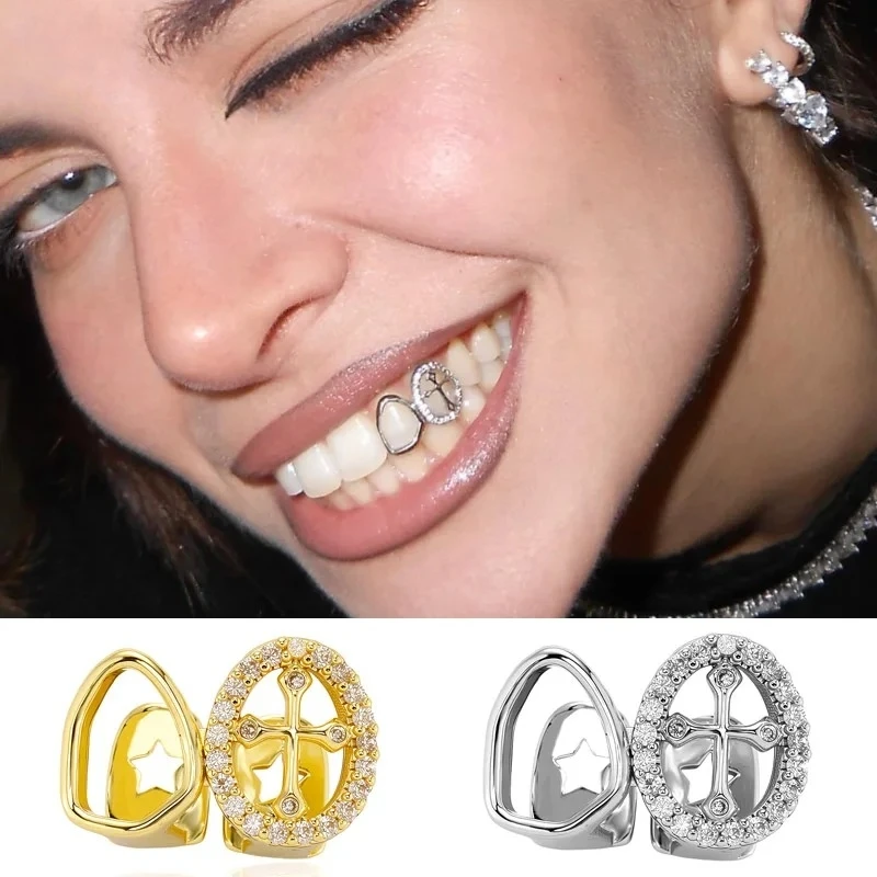 Unisex Iced out Zircon Double Hollow Cross Grillz Teeth Hip Hop CZ Stones Tooth Caps Jewelry Dental Grills for Unisex
Unisex Iced out Zircon Double Hollow Cross Grillz Teeth Hip Hop CZ Stones Tooth Caps Jewelry Dental Grills for Unisex