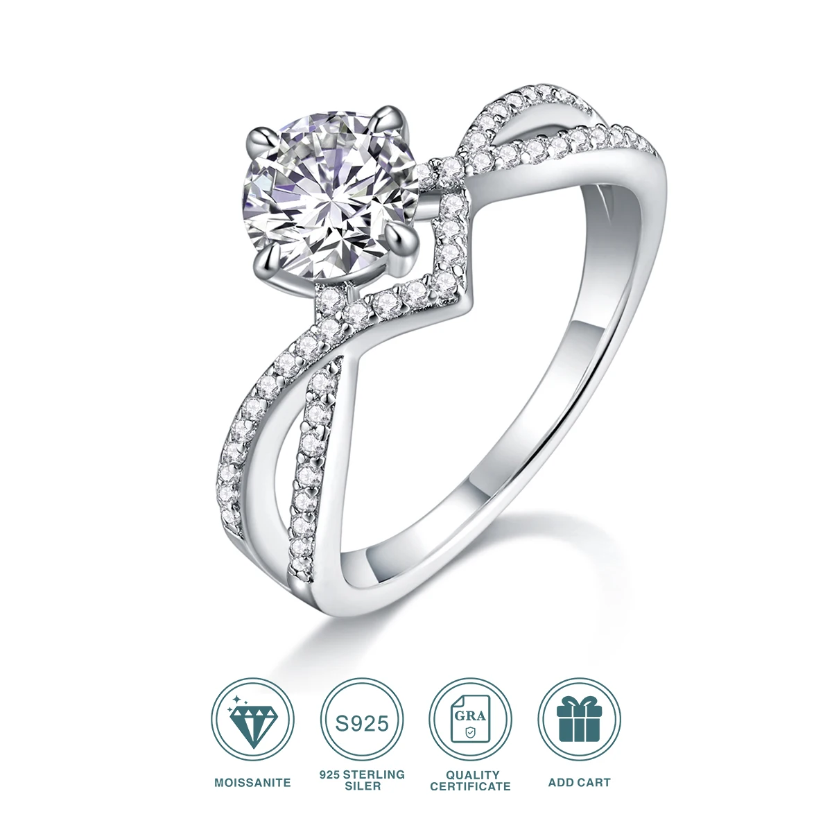 JIUZUAN 1ct D Color VVS1 Moissanite Ring, 925 Silver Plated 18k, Eternity Band, Hip Hop Style Unisex Party Jewelry
JIUZUAN 1ct D Color VVS1 Moissanite Ring, 925 Silver Plated 18k, Eternity Band, Hip Hop Style Unisex Party Jewelry