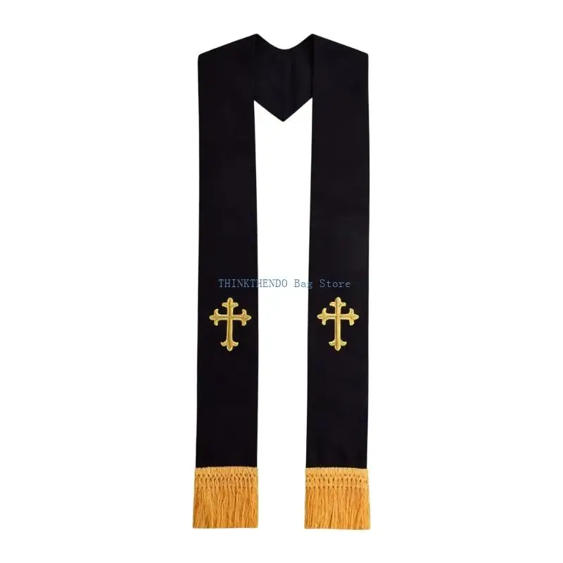 340D Elegant Black Clergy Stole For Religious Ceremonies Crucifix Embroidery Design
340D Elegant Black Clergy Stole For Religious Ceremonies Crucifix Embroidery Design