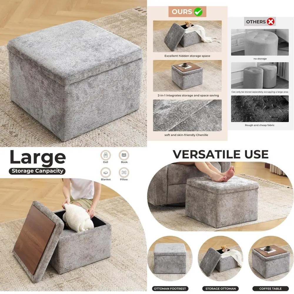 Versatile Storage Ottoman with Removable Lid, Multipurpose Chenille Footstool for Chairs and Seating, Space-Saving Furniture Sol
Versatile Storage Ottoman with Removable Lid, Multipurpose Chenille Footstool for Chairs and Seating, Space-Saving Furniture Sol