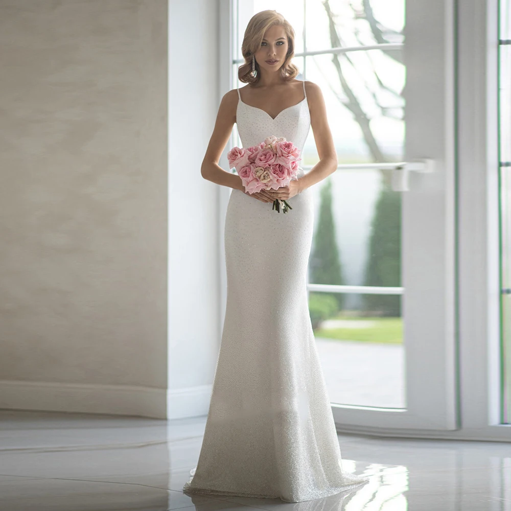 Mermaid Wedding Dresses For Bride Sweetheart Spaghetti Straps Simple Civil Bridal Gown Floor Length Zipper Back Vestido De Noche
Mermaid Wedding Dresses For Bride Sweetheart Spaghetti Straps Simple Civil Bridal Gown Floor Length Zipper Back Vestido De Noche